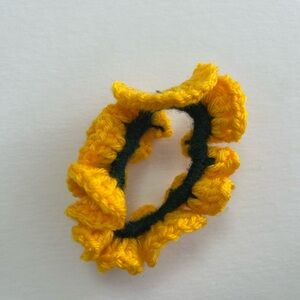 Yellow and Dark Green Crochet Hair Scrunchie